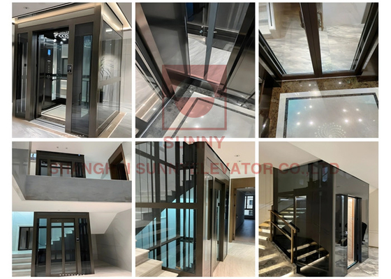 Residential Apartment Machine Room Less Or MR Passenger Lift With Tempered Glass Or Stainless Steel