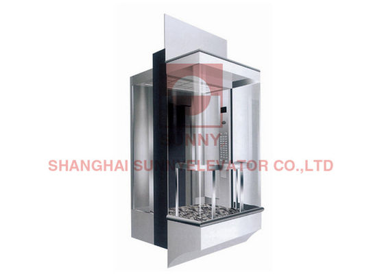Step Control 3.0m/S 800kg Glass Case Square Gearless Traction Elevator