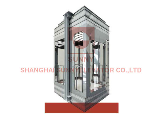 Square 0.4m/s Sightseeing Panoramic Glass Elevator Stainless Steel