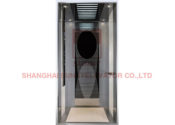Stainless Steel Mirror Etching Geared Machine Room Less Elevator Traction Elevator