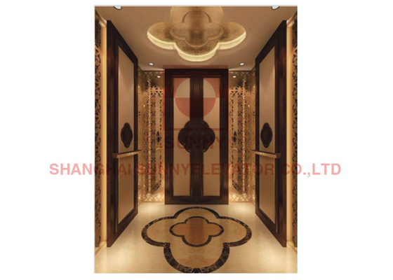 Golden Mirror Etching Traction Passenger Elevator With Manarch Control