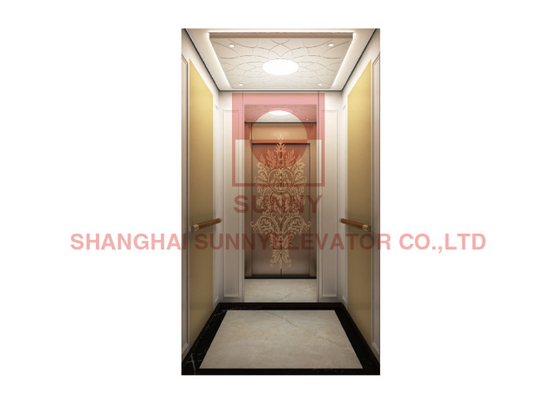 Steel Band Rose Gold Mirror Modern Residential Elevators , Lift Home Elevator