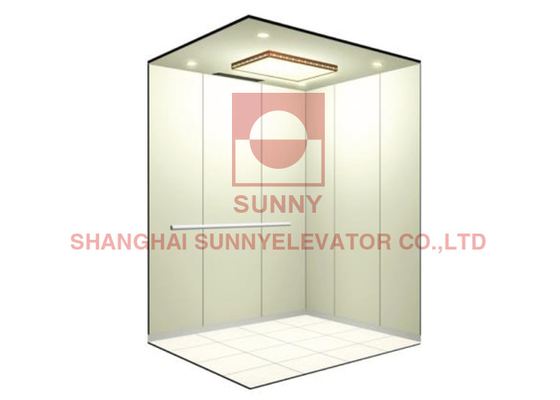 Passenger Elevator Cabin Decoration With Steel Painted LED Lighting