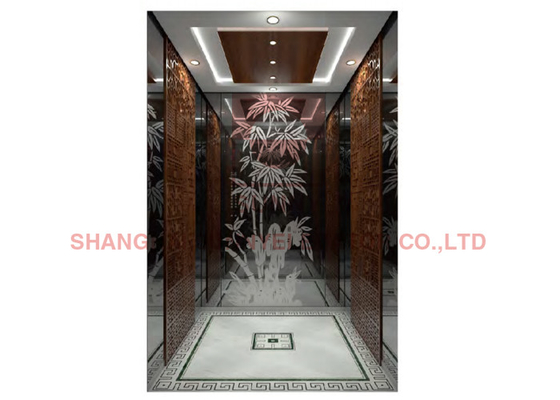 630-1600kg Ti Plated Mirror Passenger Elevator With Machine Room
