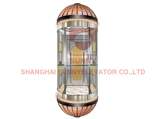 1000kg Hairline Steel Semicircular Three Sides Glass Panoramic Elevator