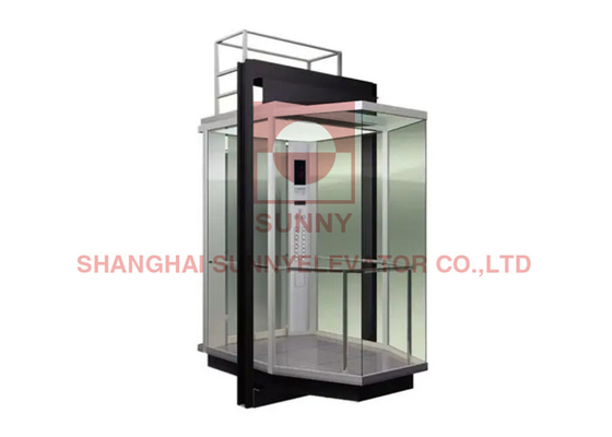 500~1000kg Rhombus Cabin Panoramic Elevator, Observation Lift Without Machine Room