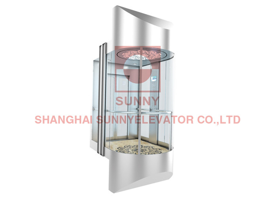 500~1000kg Rhombus Cabin Panoramic Elevator, Observation Lift Without Machine Room