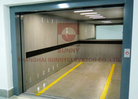 Center Open 4 Panel Safe 3000kg Large Space Auto Car Elevator For Trading Center