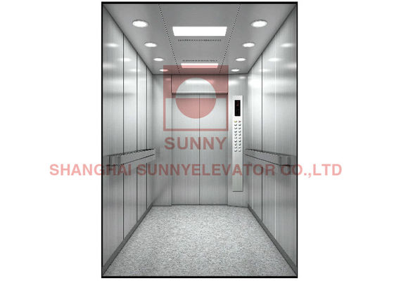 1000kg Load Low Noise Hospital Bed Elevator with Hairline Stainless Steel Cabin