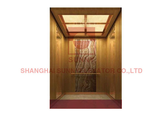 Wood Veneer Hairline 2.0m/S Commercial Residential Home Elevators Rose Gold