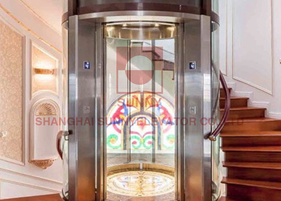 2000KG Villa Round Vvvf Control  Panoramic Elevator For Observation