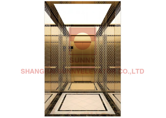 630-1600kg Ti Plated Mirror Passenger Elevator With Machine Room