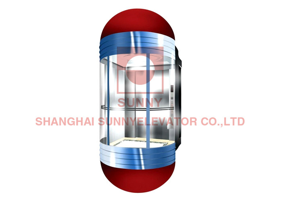 1600kg FUJI Panoramic Sightseeing Passenger Elevator With Center Opening Door
