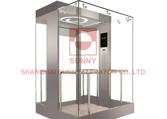 CE Gearless Traction VVVF 1.0m 800KG Panoramic Elevator With Stainless Steel