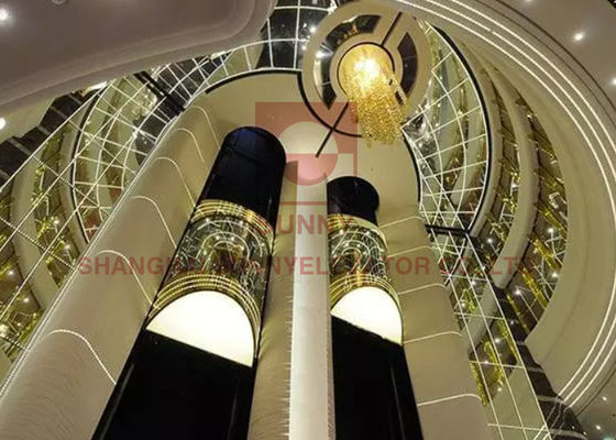 630kg Round Cabin Steel  Shaft MRL Traction Sightseeing Elevator