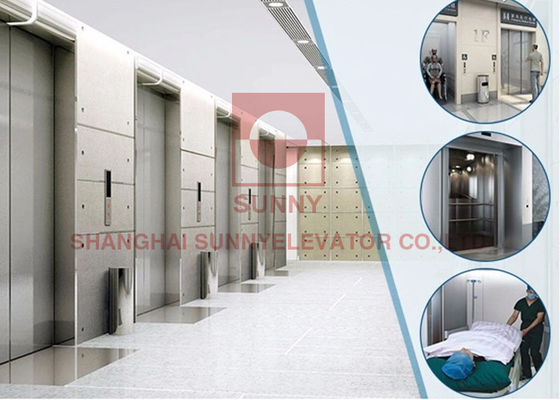 1000kg Load Low Noise Hospital Bed Elevator with Hairline Stainless Steel Cabin