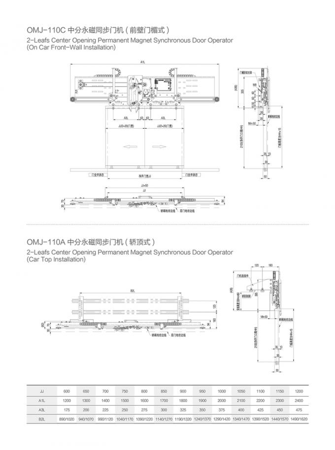 2-Leafs Center Opening Elevator Door Operator for Lift Spare Parts